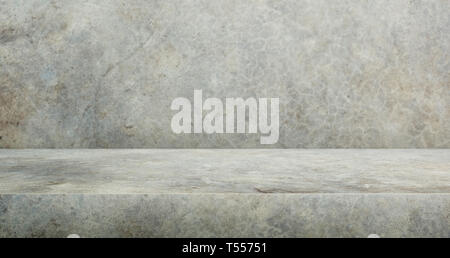 3D Grunge concrete table studio background textured for product display with copy space for display of content design.Banner for advertise product on  Stock Photo