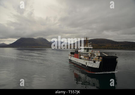 A ferry crossing from the Isle of Skye to the Isle of Raasay in Scotland Stock Photo