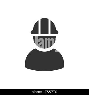 Construction worker icon in flat style. Factory employee vector illustration on white isolated background. Architect manager business concept. Stock Vector