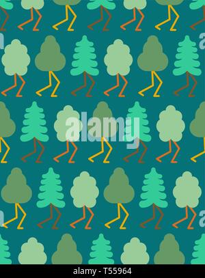 Tree with Legs Set Cartoon Style. Vector Illustration Stock Vector -  Illustration of footprint, foliage: 145475296