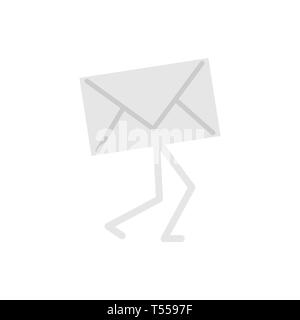 Mail with legs. Letter goes on foot. Walking Envelope Stock Vector