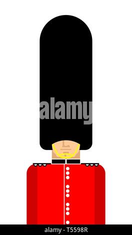 British guardsman isolated. London Queens guard In fur bear hat. English military in beefeater Stock Vector