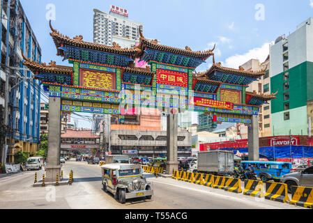 Manila, Philippines - April 8, 2019: the largest chinatown arch of the world in manila, which was inaugurated on June 23, 2015. Stock Photo