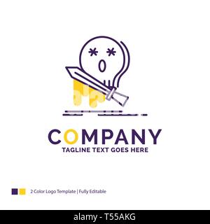 Company Name Logo Design For Death Frag Game Kill Sword Blue