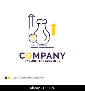Company Name Logo Design For portfolio. Bag. file. folder. briefcase.  Purple and yellow Brand Name Design with place for Tagline. Creative Logo  template for Small and Large Business. 12913198 Vector Art at
