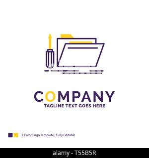 Company Name Logo Design For portfolio. Bag. file. folder. briefcase.  Purple and yellow Brand Name Design with place for Tagline. Creative Logo  template for Small and Large Business. 12913198 Vector Art at