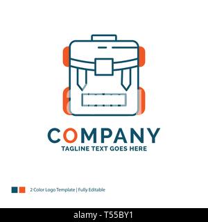 bag. camping. zipper. hiking. luggage Logo Design. Blue and Orange Brand  Name Design. Place for Tagline. Business Logo template. 13031837 Vector Art  at Vecteezy