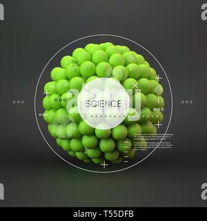 Molecule. 3D concept illustration. Vector template. Stock Vector