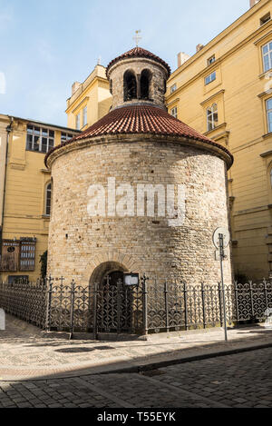 Rotunda Nalezeni sv. Krize near Vltava river in Stare Mesto quarter in Praha city in Czech republic built in 11th century Stock Photo