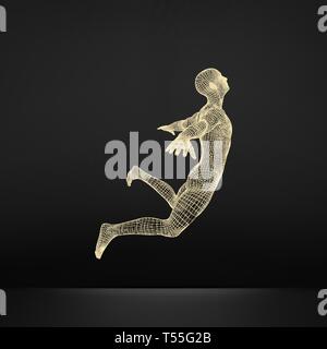 Hovering in Air. Man Floating in the Air. 3D Model of Man. Stock Vector