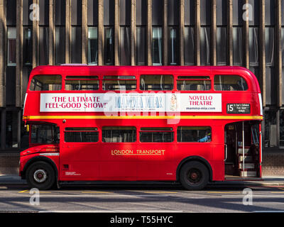 Classic London Routemaster bus still used on a heritage route 15 in central London between Trafalgar Square and Tower Hill Stock Photo