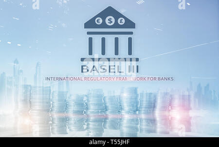 Basel 3. International Regulatory Framework for Banks. Financial banking regulation. Stock Photo