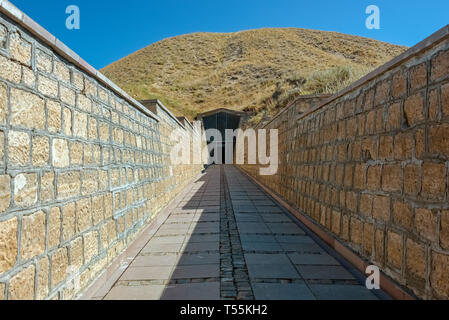 Tumulus of Midas or Tomb of Midas, King of Phrygia, near the ancient city of Gordion at Yassıhuyuk village in the district of Polatlı southwest of Ank Stock Photo