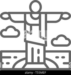 simple thin line statue of christ the redeemer logo Stock Vector Image ...