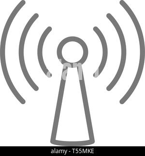 Wifi tower, antenna line icon. Stock Vector
