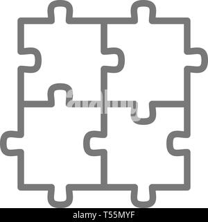 Puzzle, jigsaw, square, integrity, problem solving line icon. Stock Vector