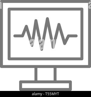 Monitor PC, computer screen line icon. Stock Vector