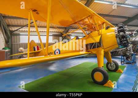 Boeing Stearman PT-27 Kaydet at the Norfolk and Suffolk Aviation Museum, Flixton, Suffolk, UK Stock Photo