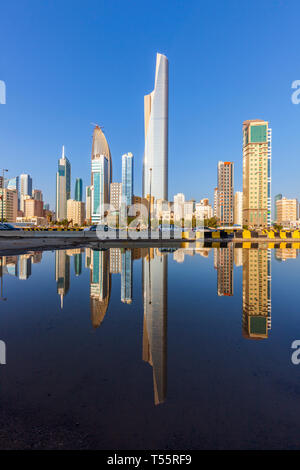 Kuwait City skyline reflected in water Stock Photo - Alamy