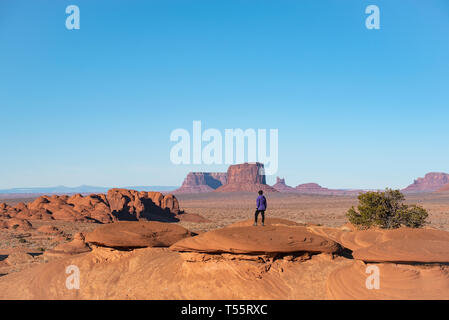 Mature woman in Monument Valley, Arizona, USA Stock Photo