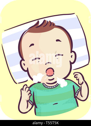 Illustration of a Kid Boy Toddler Coughing Stock Photo - Alamy