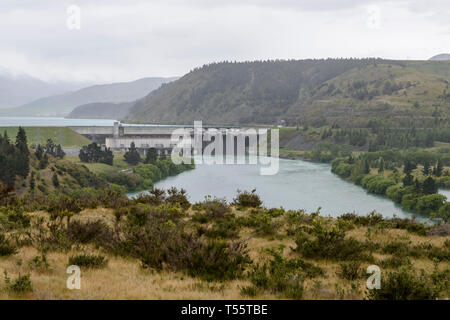 Aviemore Dam in Otago, New Zealand Stock Photo