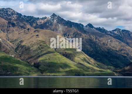 Mountains by Lake Wakatipu near Queenstown, New Zealand Stock Photo