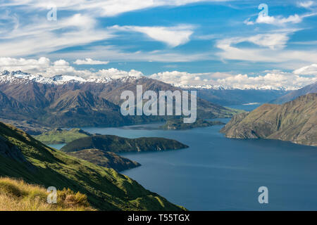 Mountains by Lake Wanaka in New Zealand Stock Photo