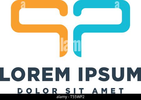 logotype letter SP simple logo template vector illustration - vector Stock Vector