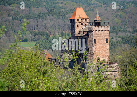 Burg Berwartstein, mittelalterliche Felsenburg und einzige bewohnte Burg in der Pfalz, Erlenbach bei Dahn, Wasgau, Rheinland-Pfalz, Deutschland | Berw Stock Photo