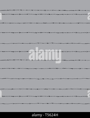 Black silhouette of the barbed wire, seamless Stock Photo