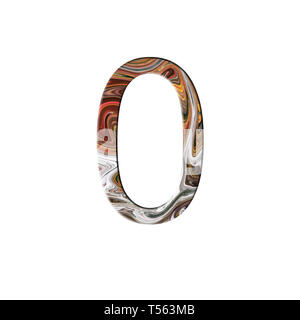 Number 0 illustration - liquid wave style. Design elements. Isolated background. Stock Photo