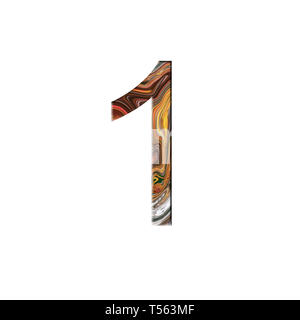 Number 1 illustration - liquid wave style. Design elements. Isolated background. Stock Photo
