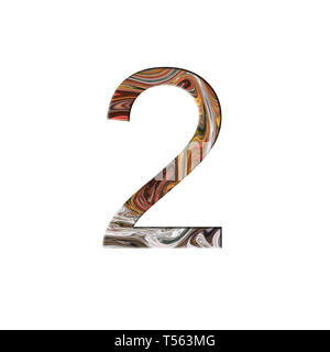 Number 2 illustration - liquid wave style. Design elements. Isolated background. Stock Photo