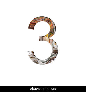 Number 3 illustration - liquid wave style. Design elements. Isolated background. Stock Photo