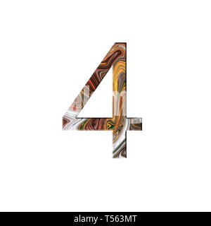 Number 4 illustration - liquid wave style. Design elements. Isolated background. Stock Photo