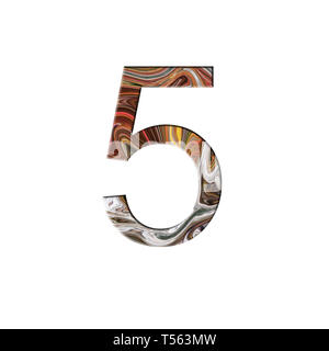Number 5 illustration - liquid wave style. Design elements. Isolated background. Stock Photo
