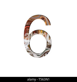 Number 6 illustration - liquid wave style. Design elements. Isolated background. Stock Photo