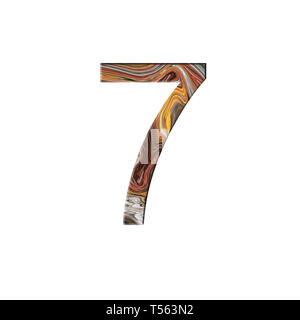 Number 7 illustration - liquid wave style. Design elements. Isolated background. Stock Photo
