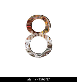 Number 8 illustration - liquid wave style. Design elements. Isolated background. Stock Photo