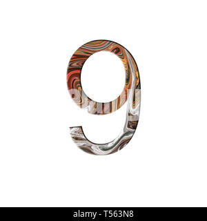 Number 9 illustration - liquid wave style. Design elements. Isolated background. Stock Photo