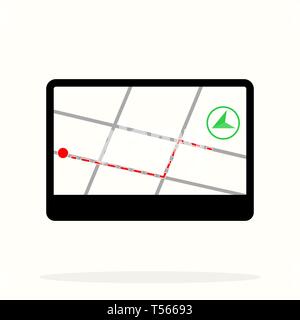 Gps navigation background. Road map isolated on white with red pointer. Vector illustration.EPS 10 Stock Vector