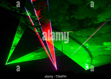 futuristic lights. Cyberpunk,  Abstract lasers,  Hi tech retro background Stock Photo