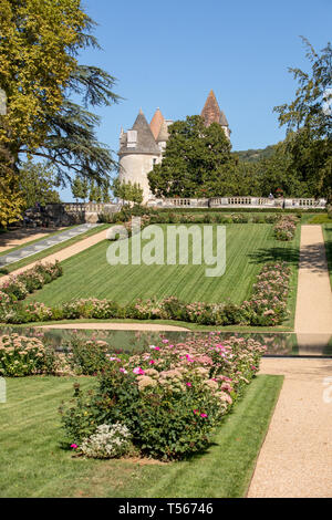 Milandes, France - September 4, 2018: the garden of Chateau des Milandes, a castle  in the Dordogne, from the forties to the sixties of the twentieth  Stock Photo