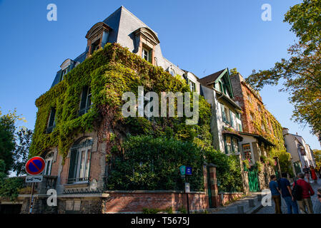 People walking on the street of Montmartre, France Stock Photo