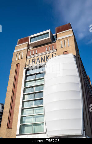 Looking up at the exterior of the old J. Rank Baltic flour mill, now the Baltic Centre for Contemporary Art, Gateshead, Tyne and Wear, UK Stock Photo
