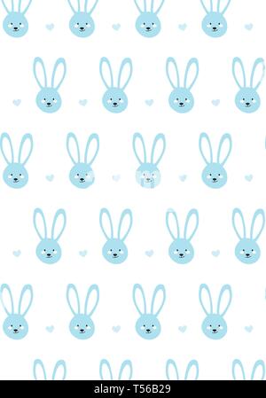 Blue bunny rabbit vector pattern Stock Vector