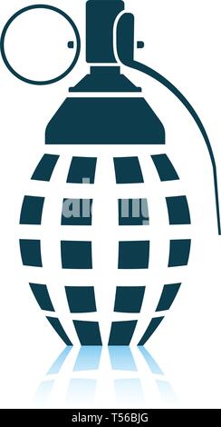 Defensive grenade icon. Shadow reflection design. Vector illustration. Stock Vector