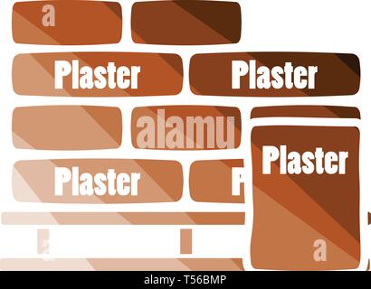 Palette with plaster bags icon. Flat color design. Vector illustration. Stock Vector