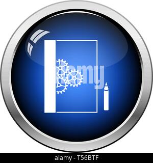 Product Development Icon. Glossy Button Design. Vector Illustration. Stock Vector